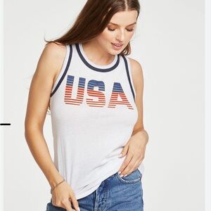 Chaser Vintage USA Graphic Tank Top White Olympics Capsule NWT Size Small